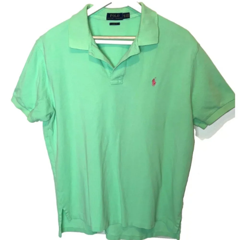 Polo Ralph Lauren Men's XL Polo Shirt Short Sleeve Mint Green w/ Pink Polo Pony